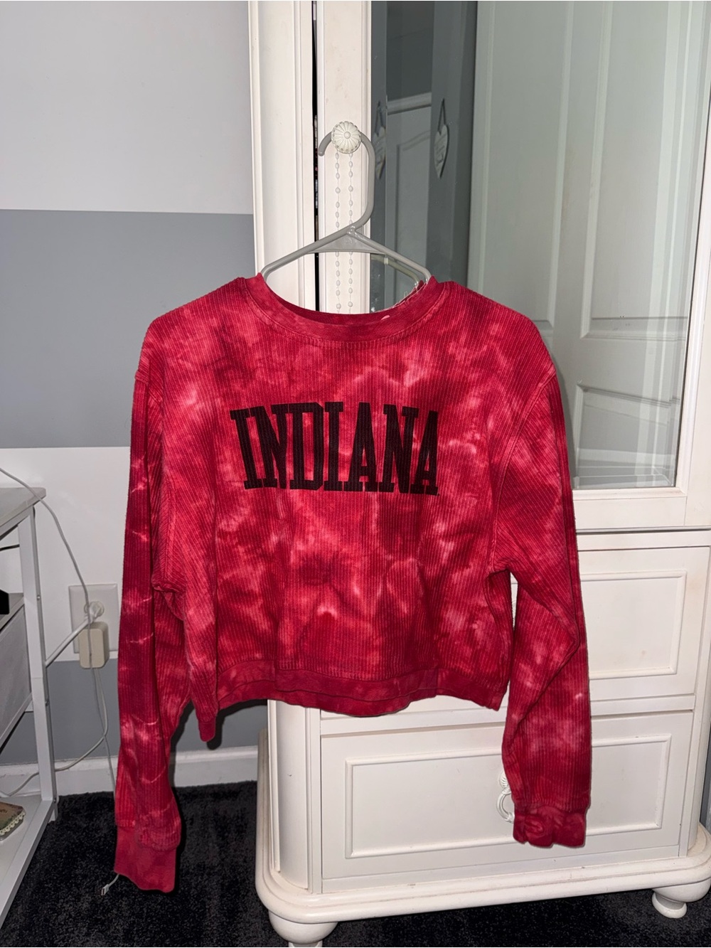 Red Tie-Dye 'Indiana' Cropped Sweatshirt